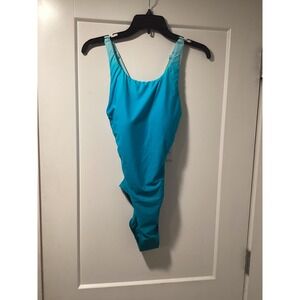 Jantzen Womens Ruched One Piece Swimsuit Freshwater Blue Size 10 JZ24718M NEW